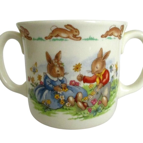 Vintage Royal Doulton Bunnykins Two-Handle Daisy Chains Mug - English Bone China - Picture 3 of 5